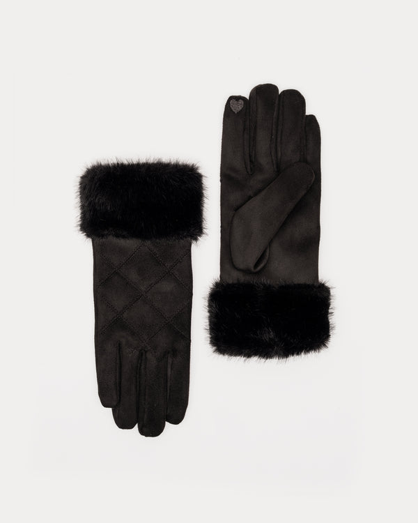 Faux Fur Cuff Glove - Black Gloves & Mittens Frances Valentine
