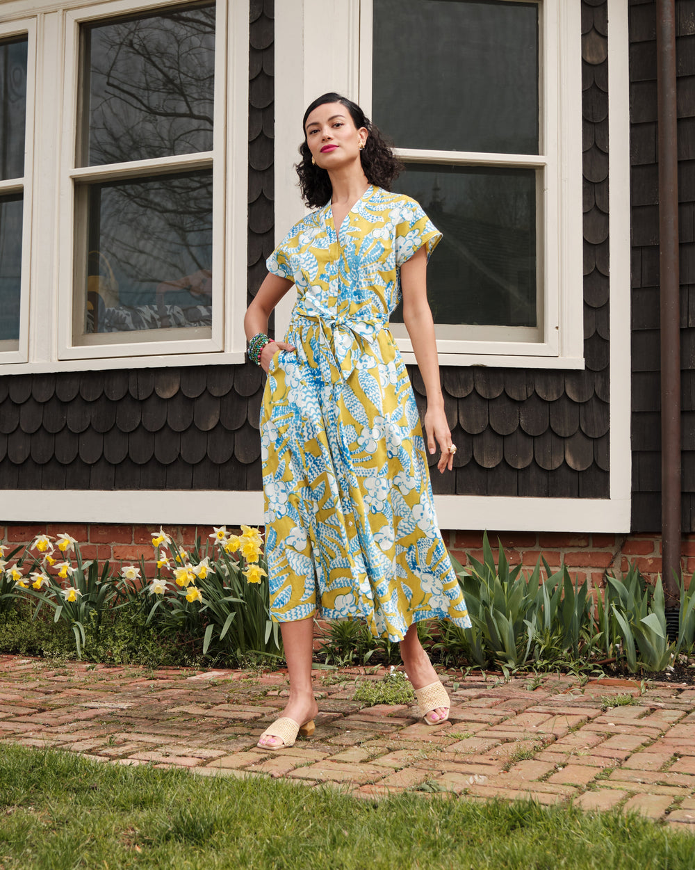 Eve Dress - Sketchy Jungle Green - Frances Valentine