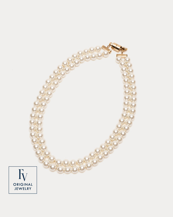 FV Duchess Double Strand Pearl Necklace - Gold Jewelry Frances Valentine