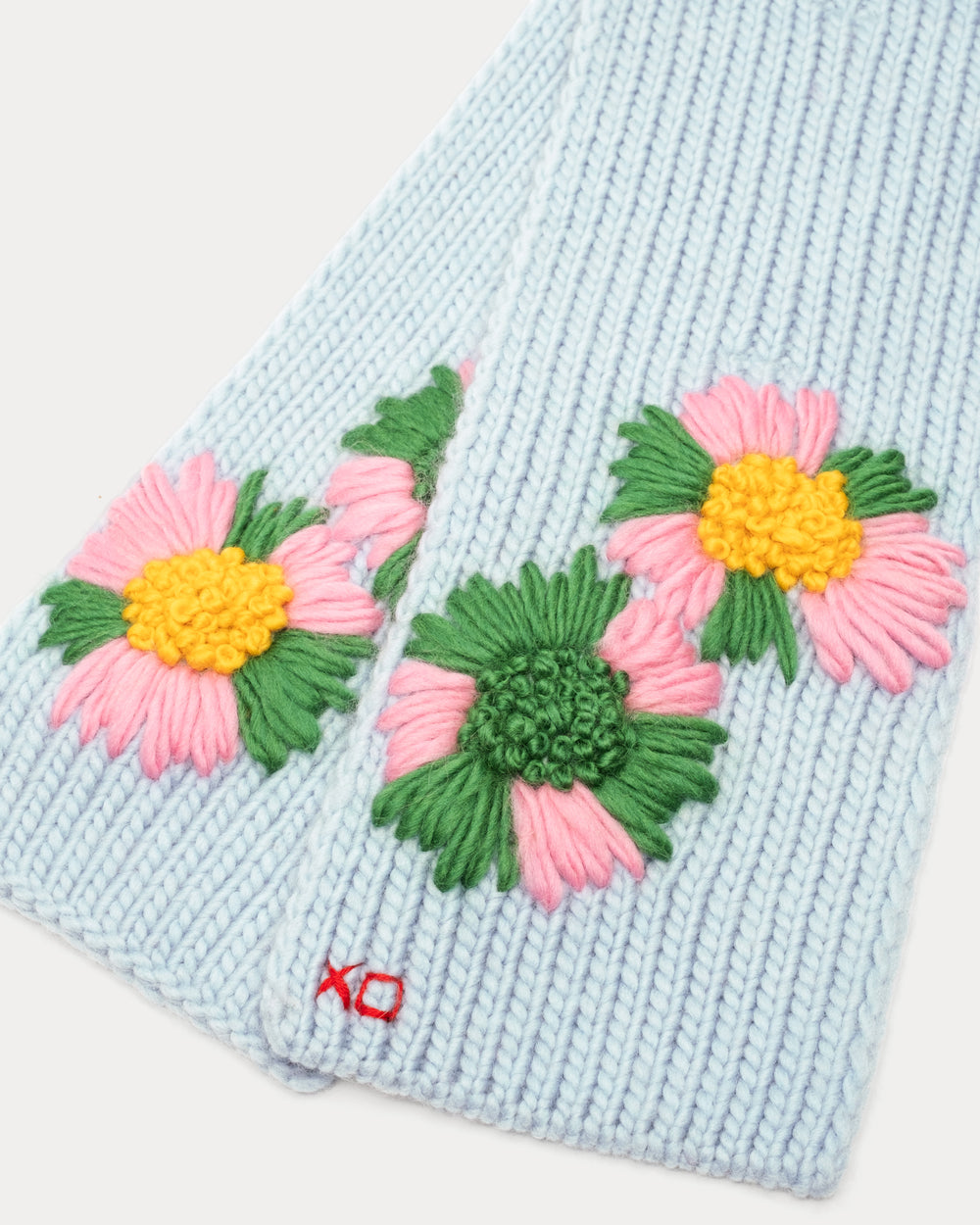 Embroidered Knit Scarf - Blue Scarf Frances Valentine