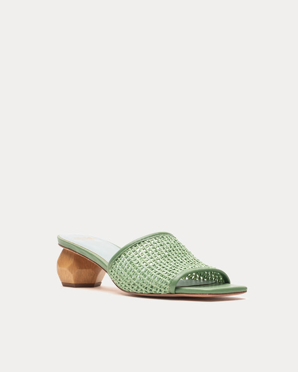Raffia Mesh Slide - Green - Frances Valentine
