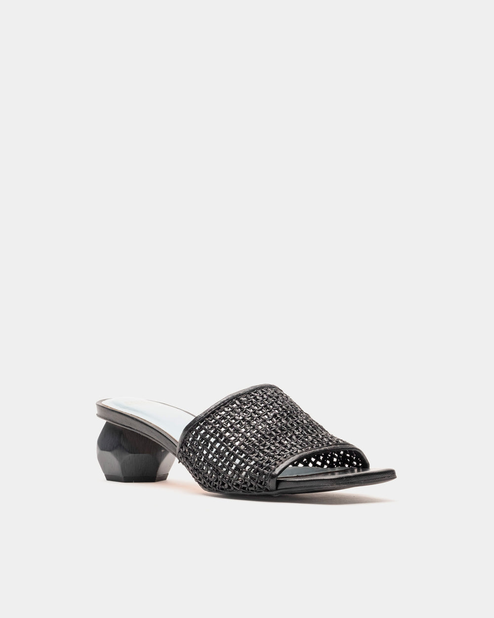 Raffia Mesh Slide - Black Sandals Frances Valentine
