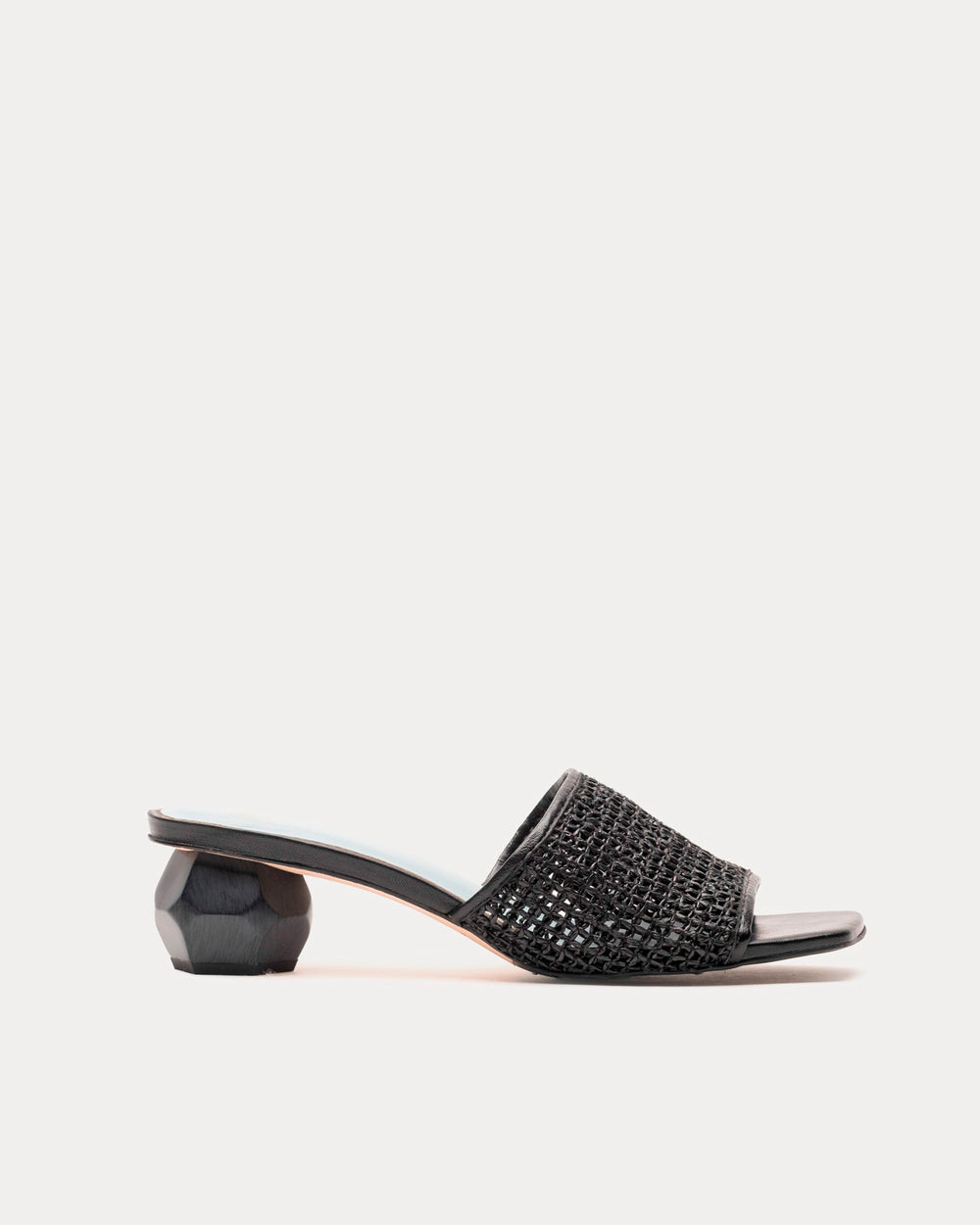 Raffia Mesh Slide - Black Sandals Frances Valentine