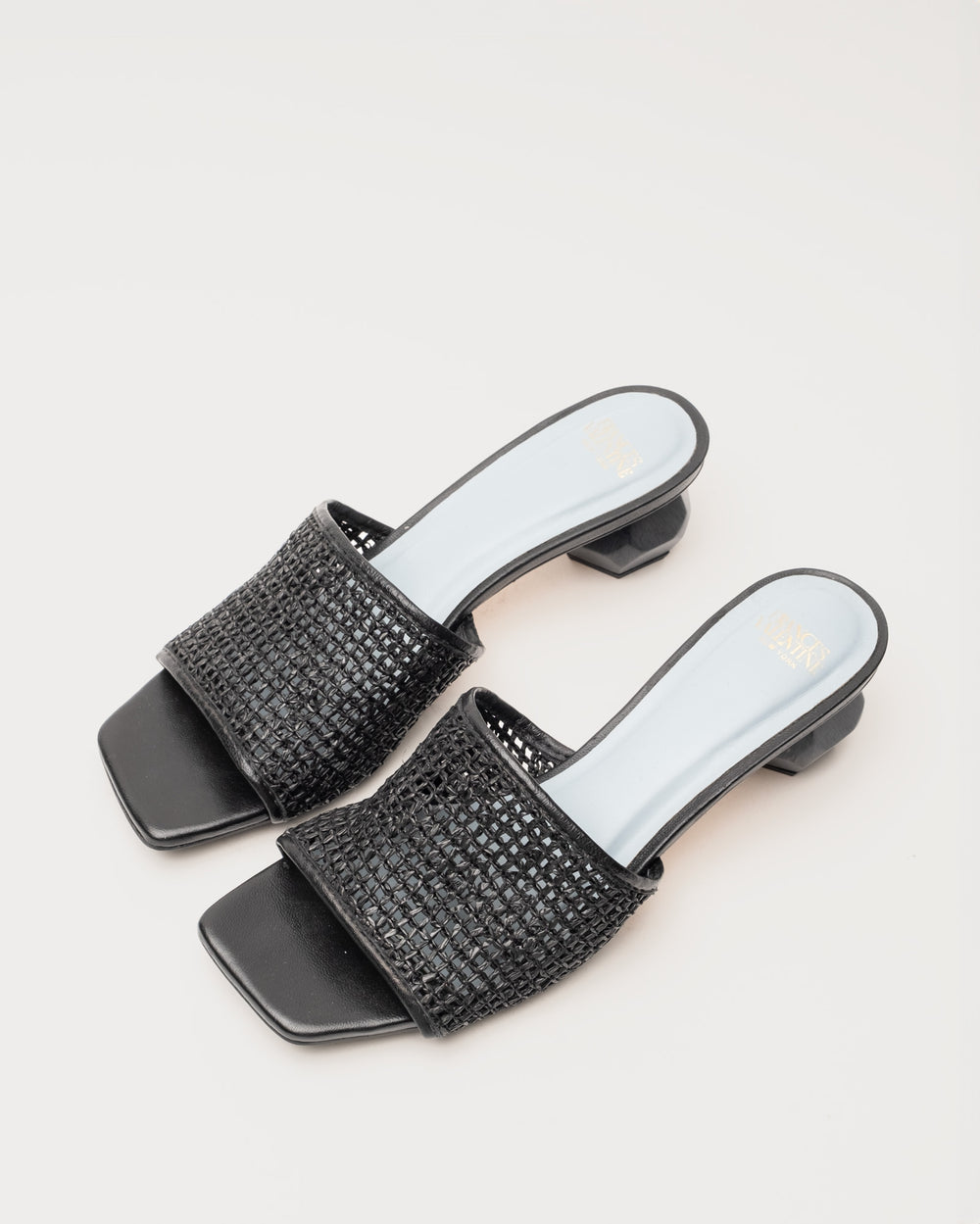 Raffia Mesh Slide - Black Sandals Frances Valentine