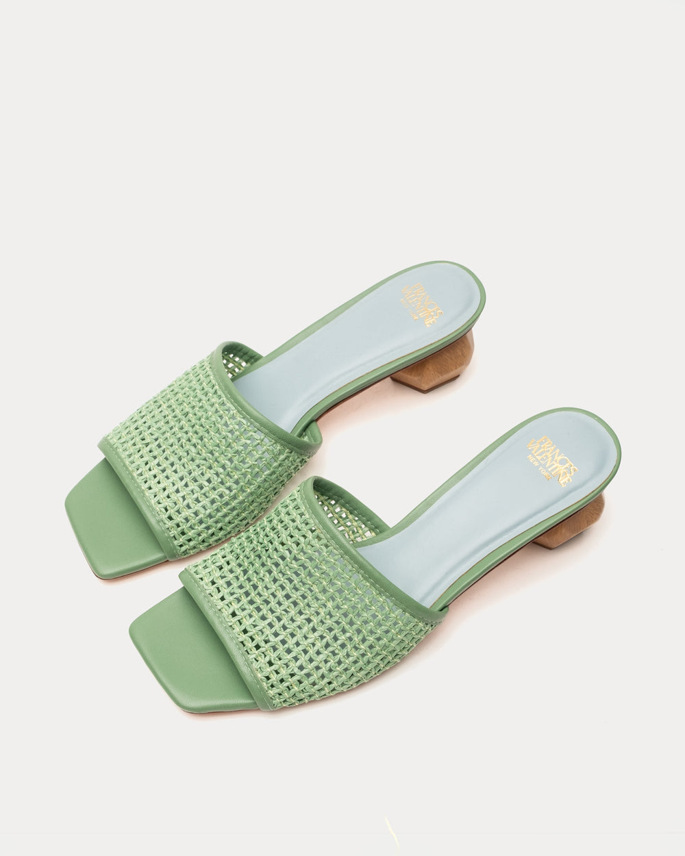Raffia Mesh Slide - Green - Frances Valentine