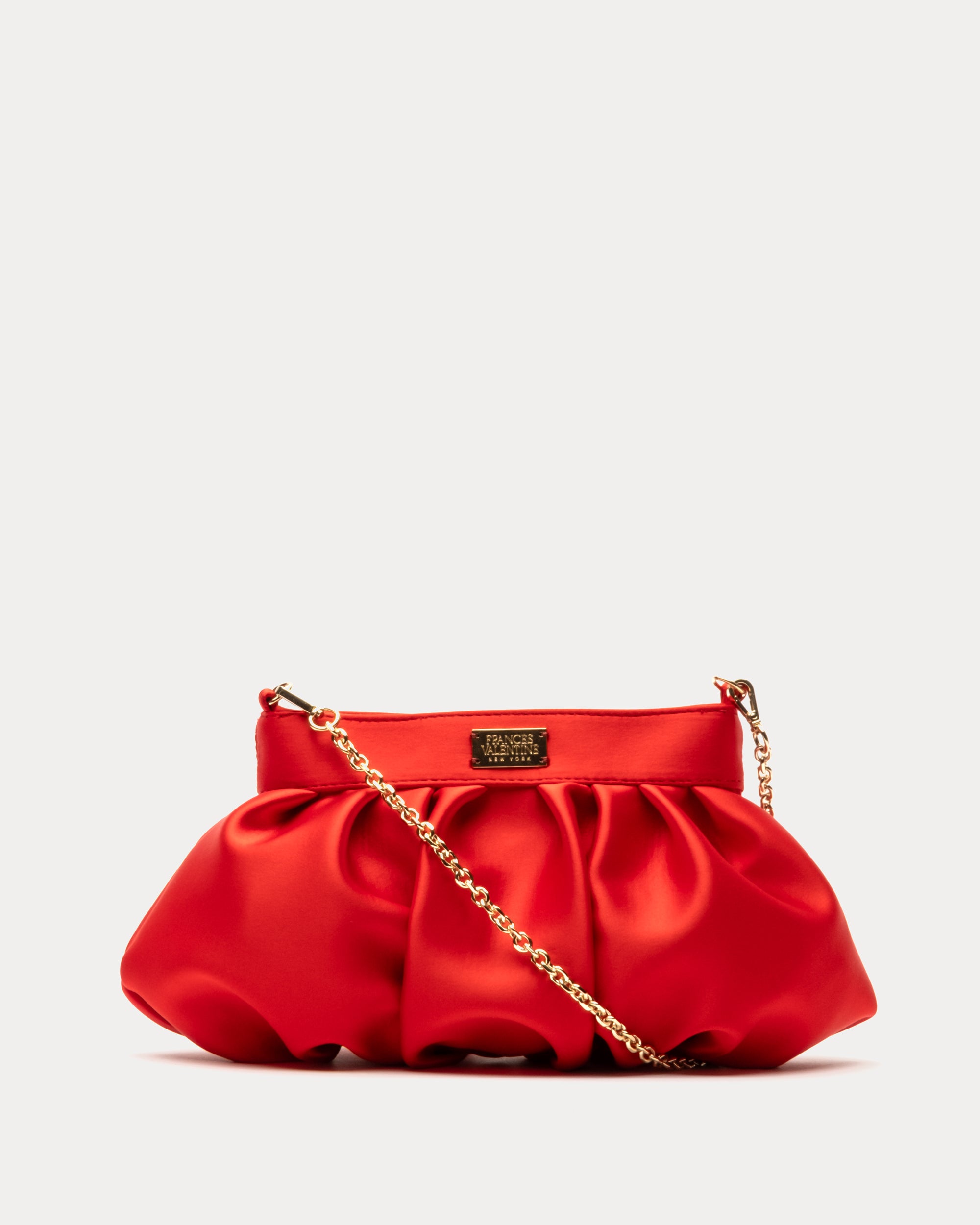 Rock Ruffles Red (V) leather bag with rouches