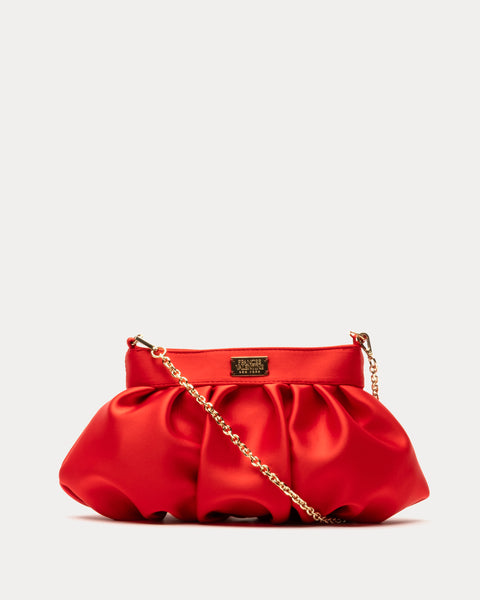 Frances Valentine Nora Clutch Satin Cranberry Red One Size