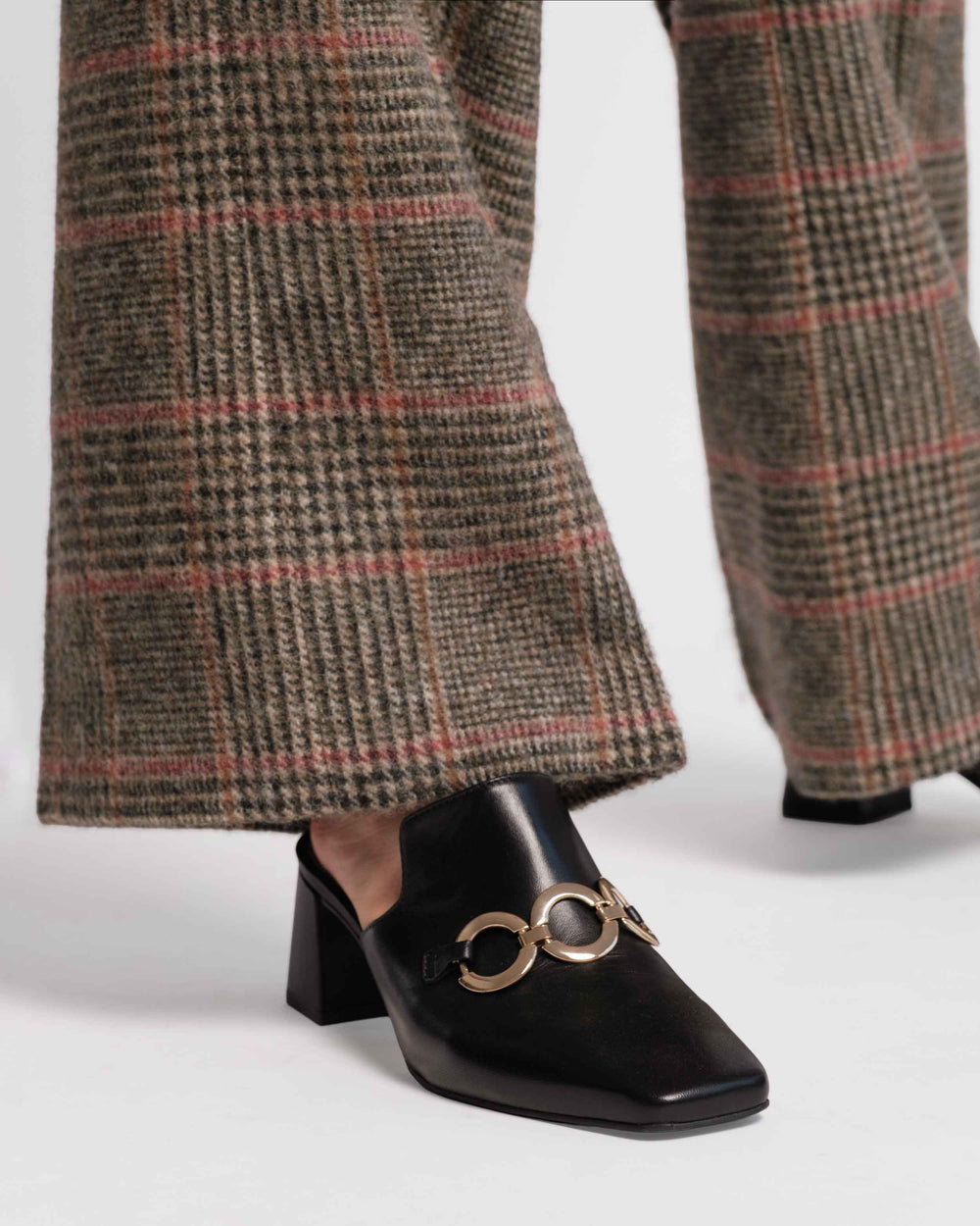 Natty Mule - Snake Emboss Leather Black - Frances Valentine