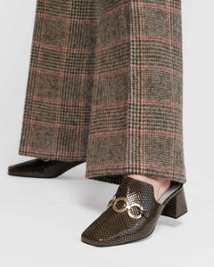 Natty Mule - Snake Emboss Leather Olive - Frances Valentine