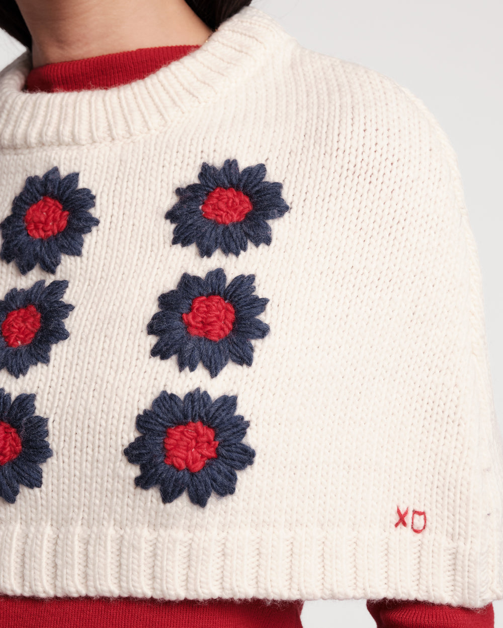 Emma Embroidered Flower Shrug - Oyster