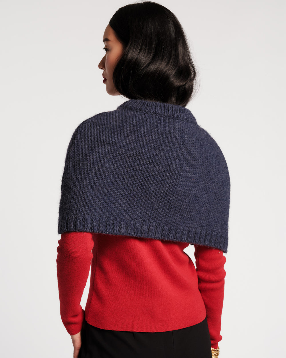 Emma Embroidered Flower Shrug - Navy