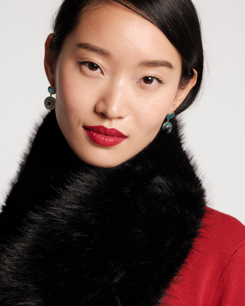 Faux Fur Pull Through Scarf - Black Scarf Frances Valentine