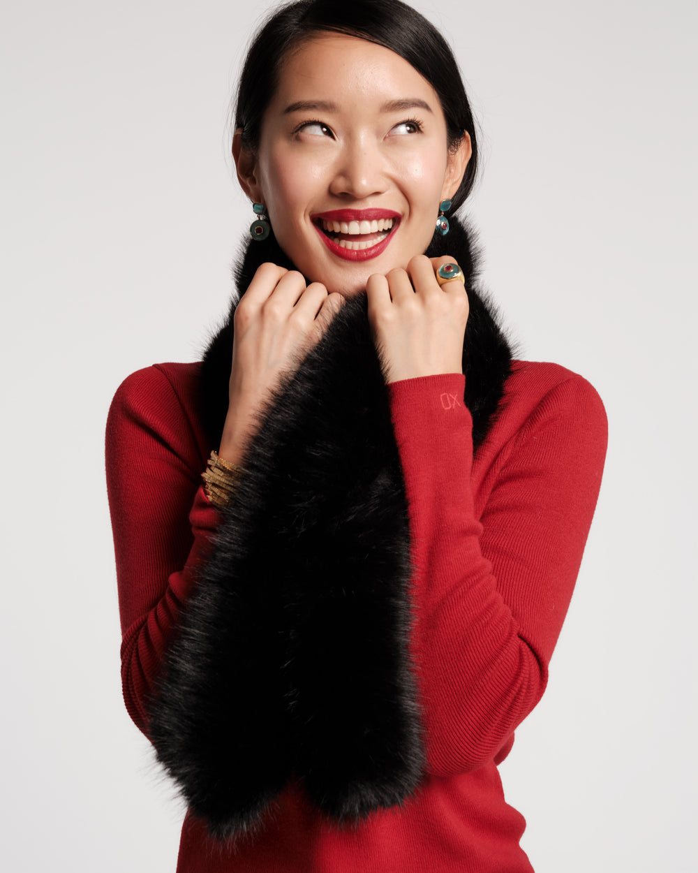 Faux Fur Pull Through Scarf - Black Scarf Frances Valentine