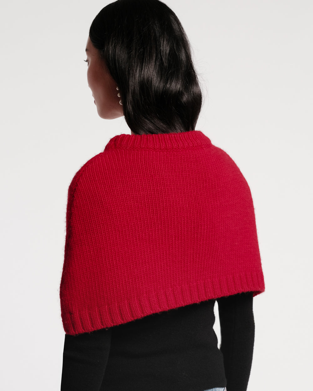 Emma Embroidered Flower Shrug - Red