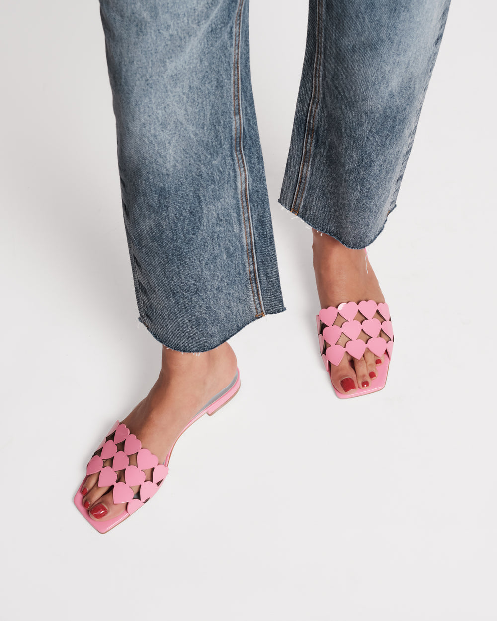 Flat Heart Slide - Pink Flats Frances Valentine