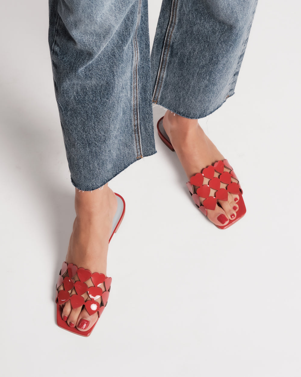 Flat Heart Slide - Red Flats Frances Valentine