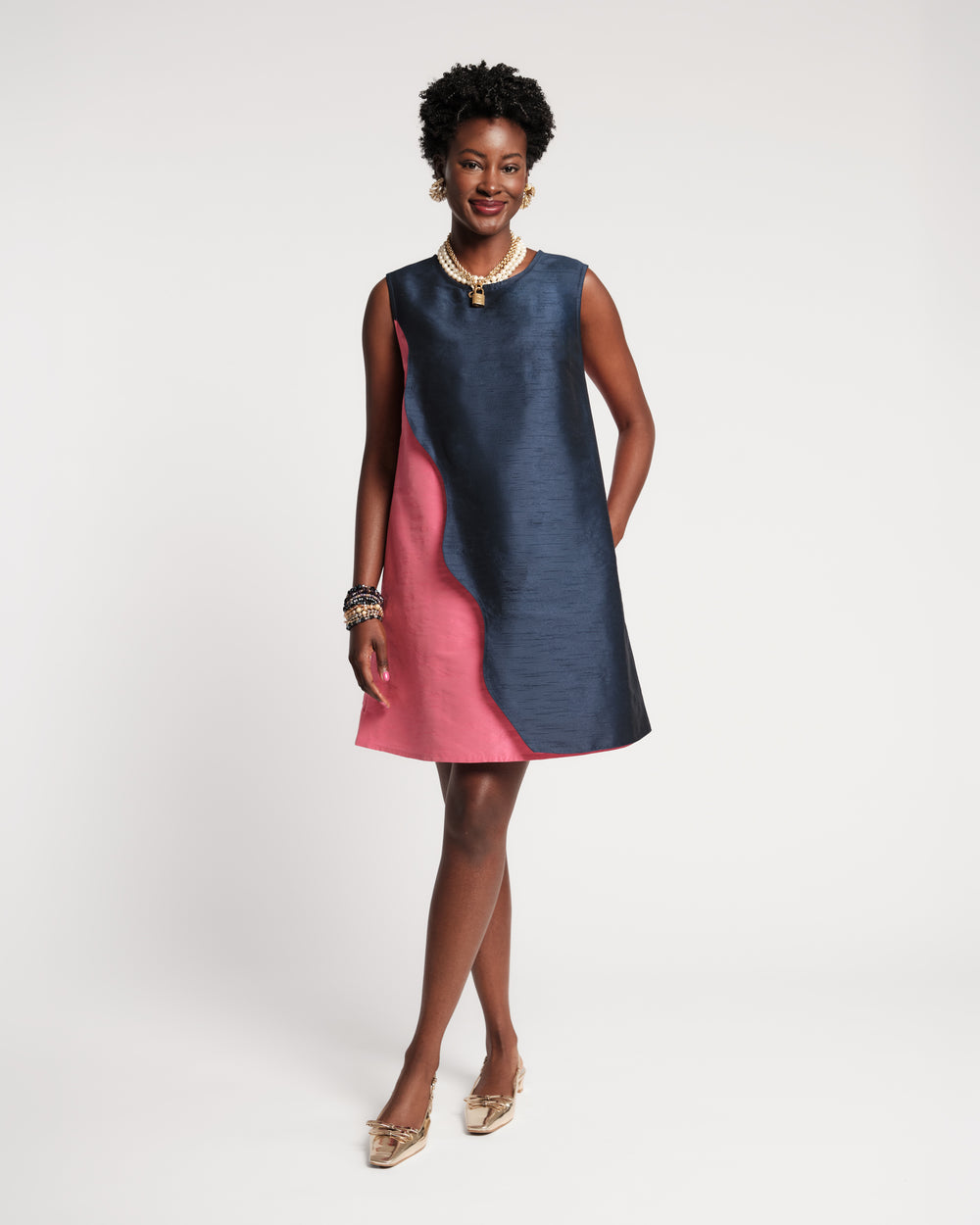 Wave Mini Dress - Navy/Pink Dresses Frances Valentine