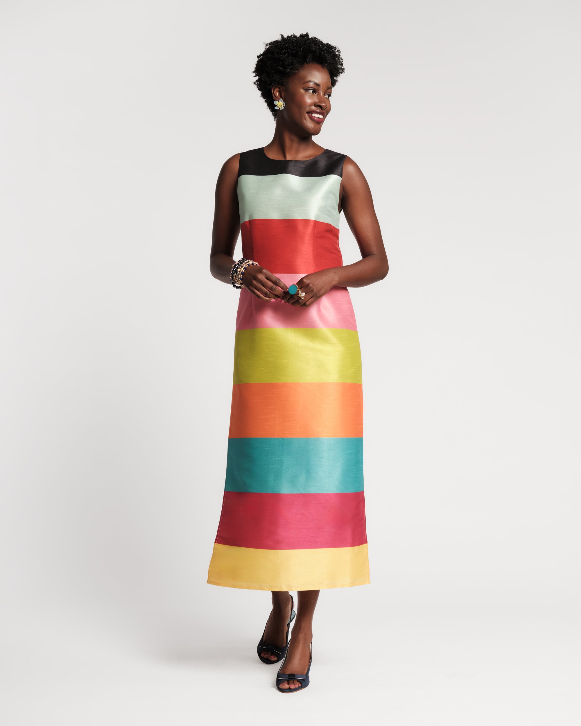 Sleeveless Column Maxi Dress - Rainbow Stripe – Frances Valentine