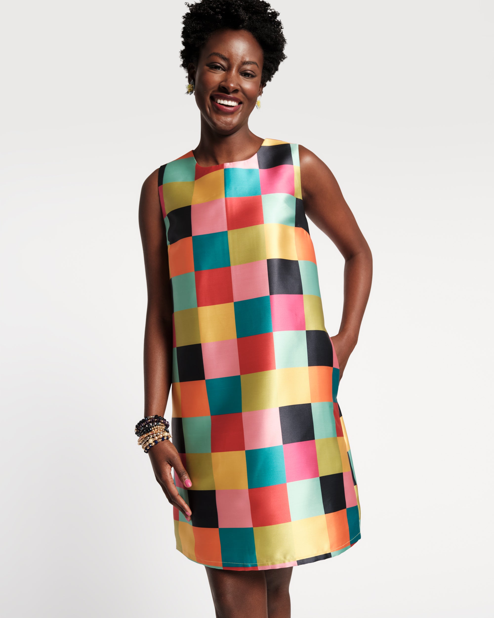 Lily Shift Dress - Rainbow Check – Frances Valentine