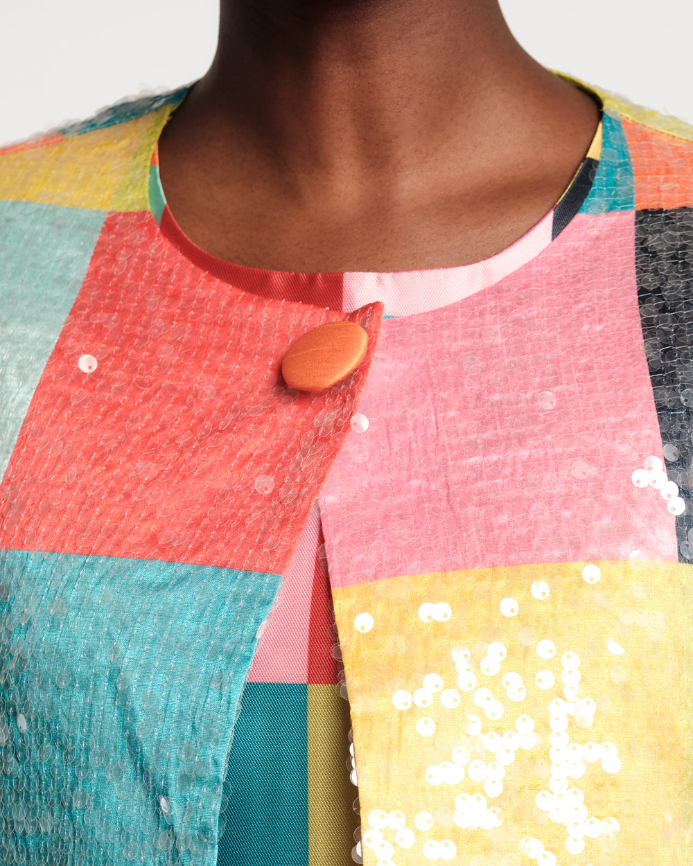 Sequin Swing Coat - Rainbow Check Coats & Jackets Frances Valentine