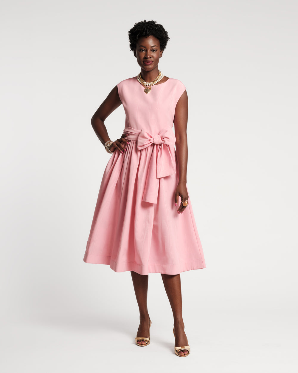 Bow Dress - Pink Moire Dresses Frances Valentine