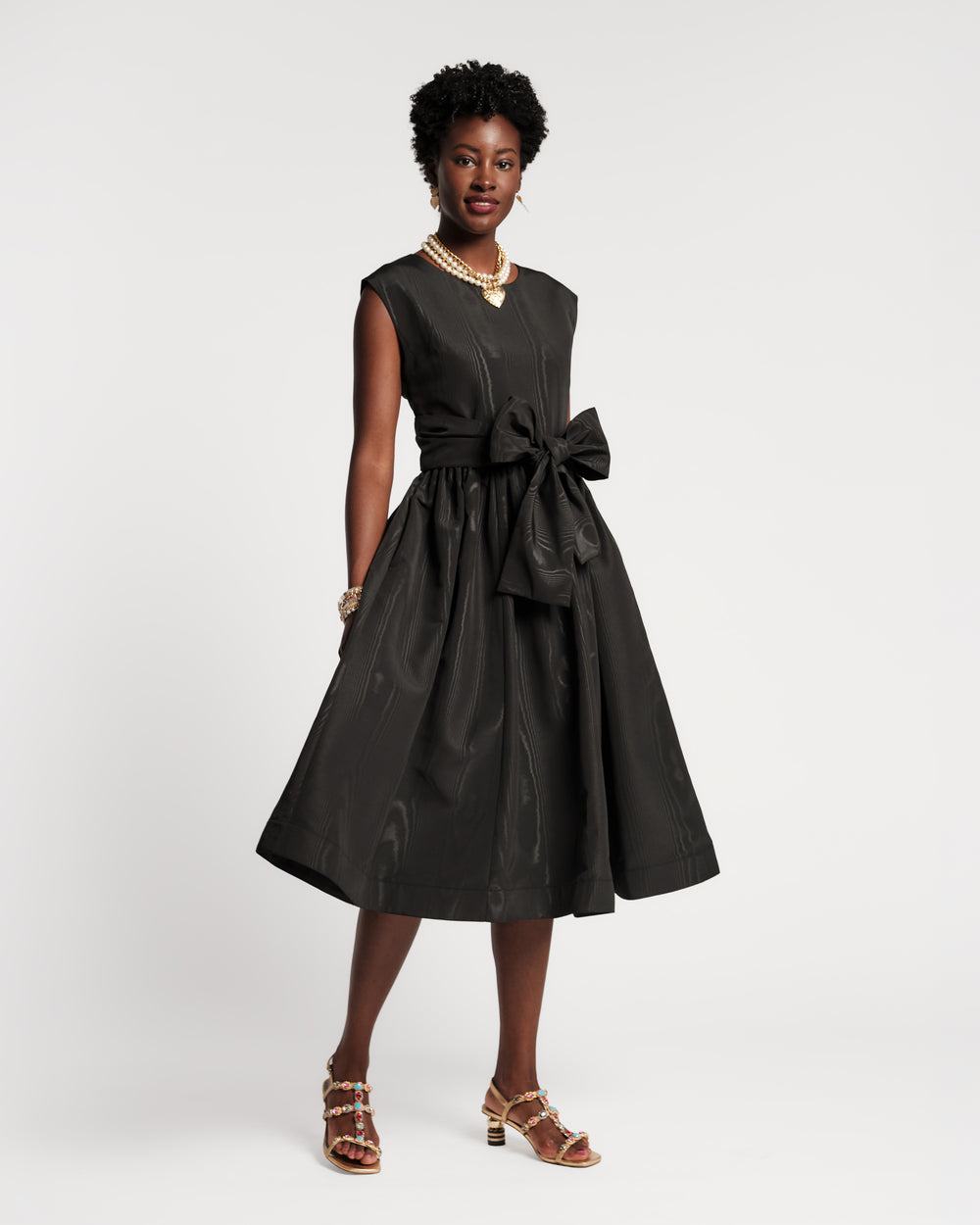 Bow Dress - Black Moire Dresses Frances Valentine