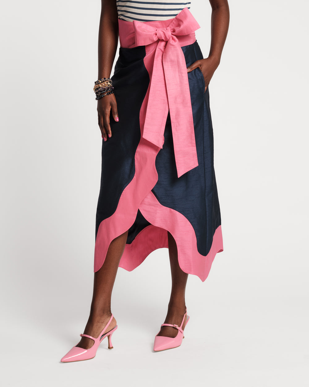 Wave Wrap Skirt - Navy/Pink 18 Wave Wrap Skirt - Navy/Pink 18