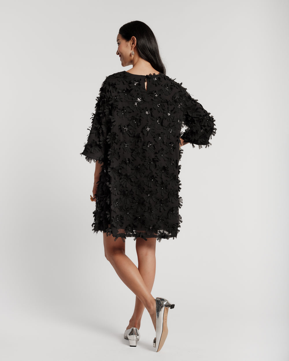 Edie Mini Dress - Daisy Applique Black – Frances Valentine