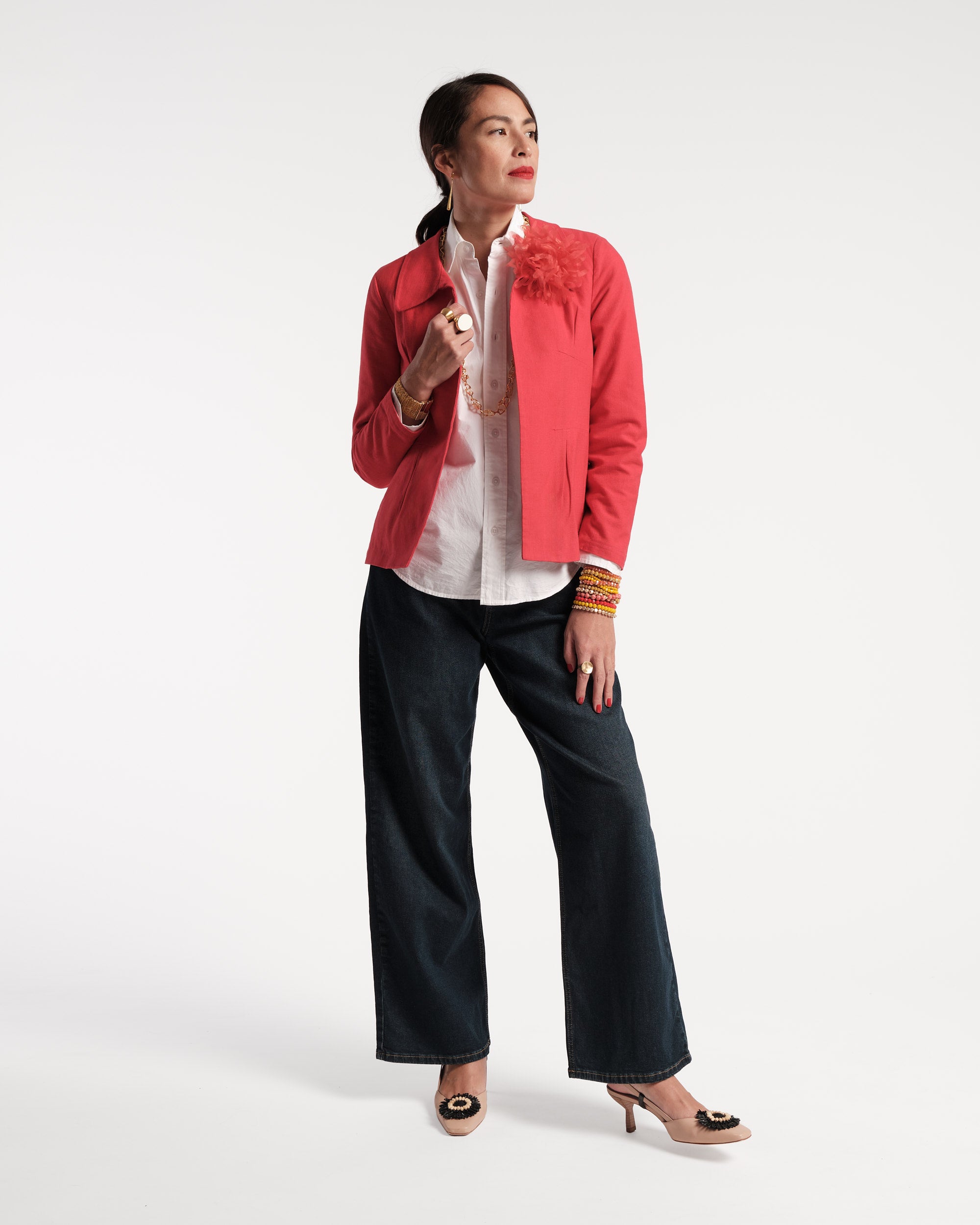 Elle Linen Blazer Red