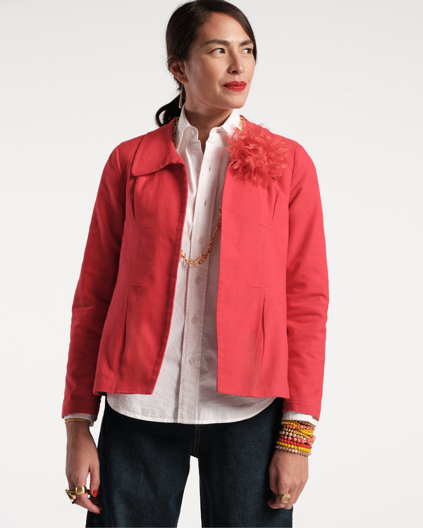 Elle Linen Blazer - Red - Frances Valentine