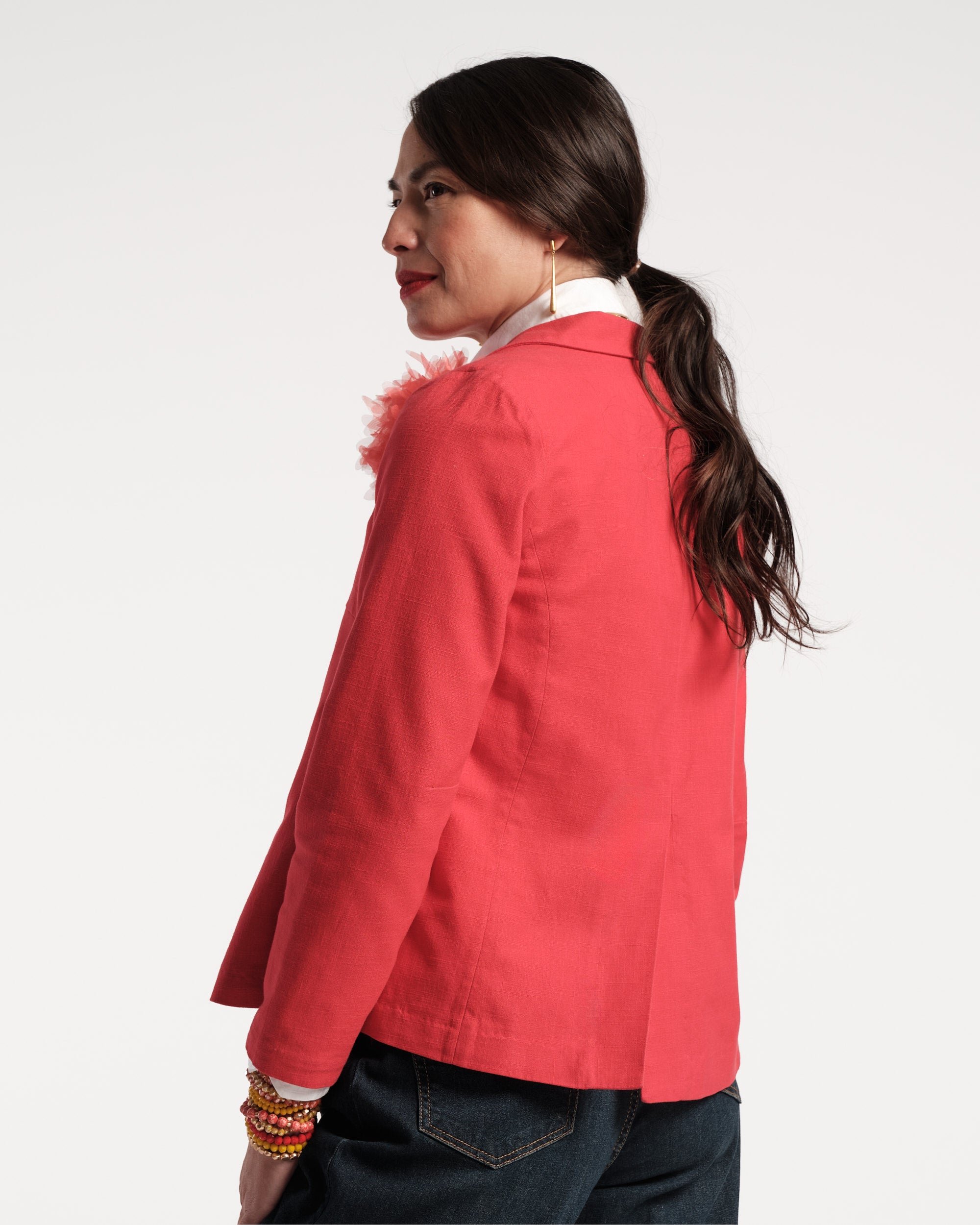 Elle Linen Blazer Red