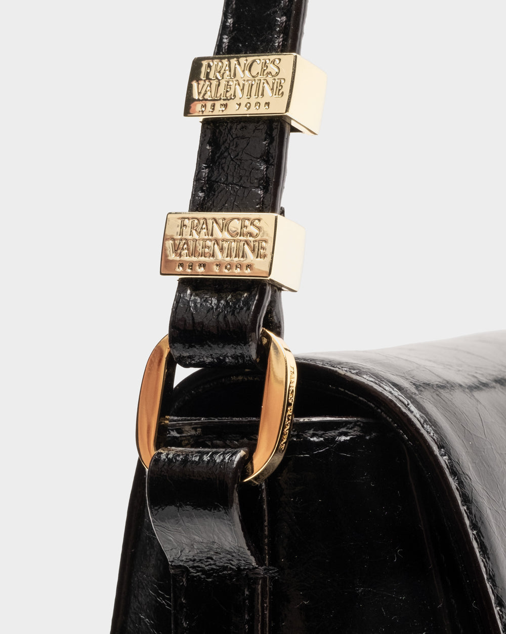 Ellen Saddle Bag - Crinkled Leather Black Small Crossbody Frances Valentine
