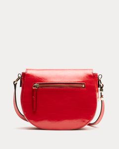 Ellen Saddle Bag Crinkled Leather Red - Frances Valentine