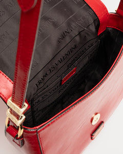 Ellen Saddle Bag Crinkled Leather Red - Frances Valentine