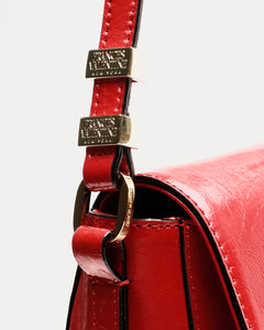 Ellen Saddle Bag Crinkled Leather Red - Frances Valentine