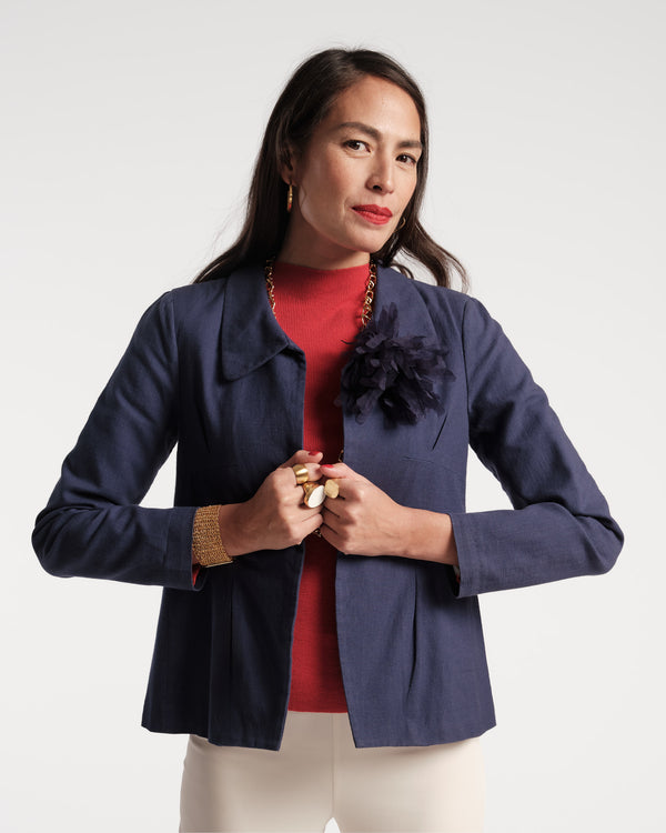 Elle Linen Blazer - Navy - Frances Valentine