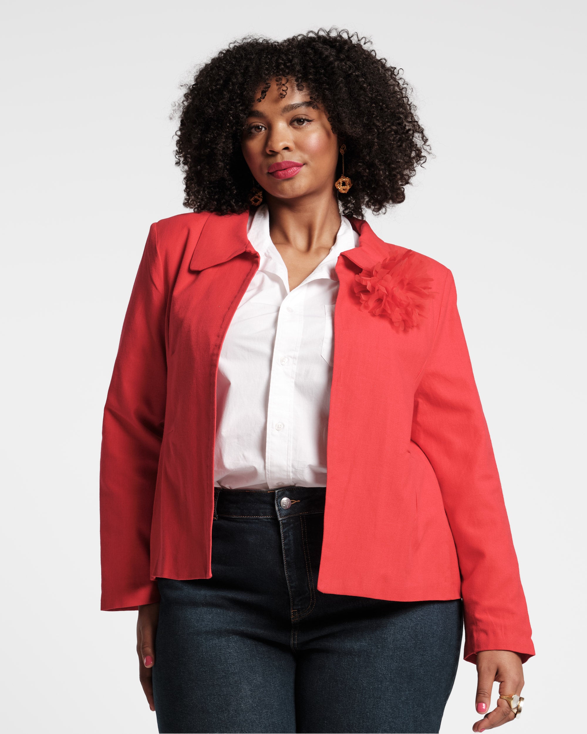 Elle Linen Blazer Red