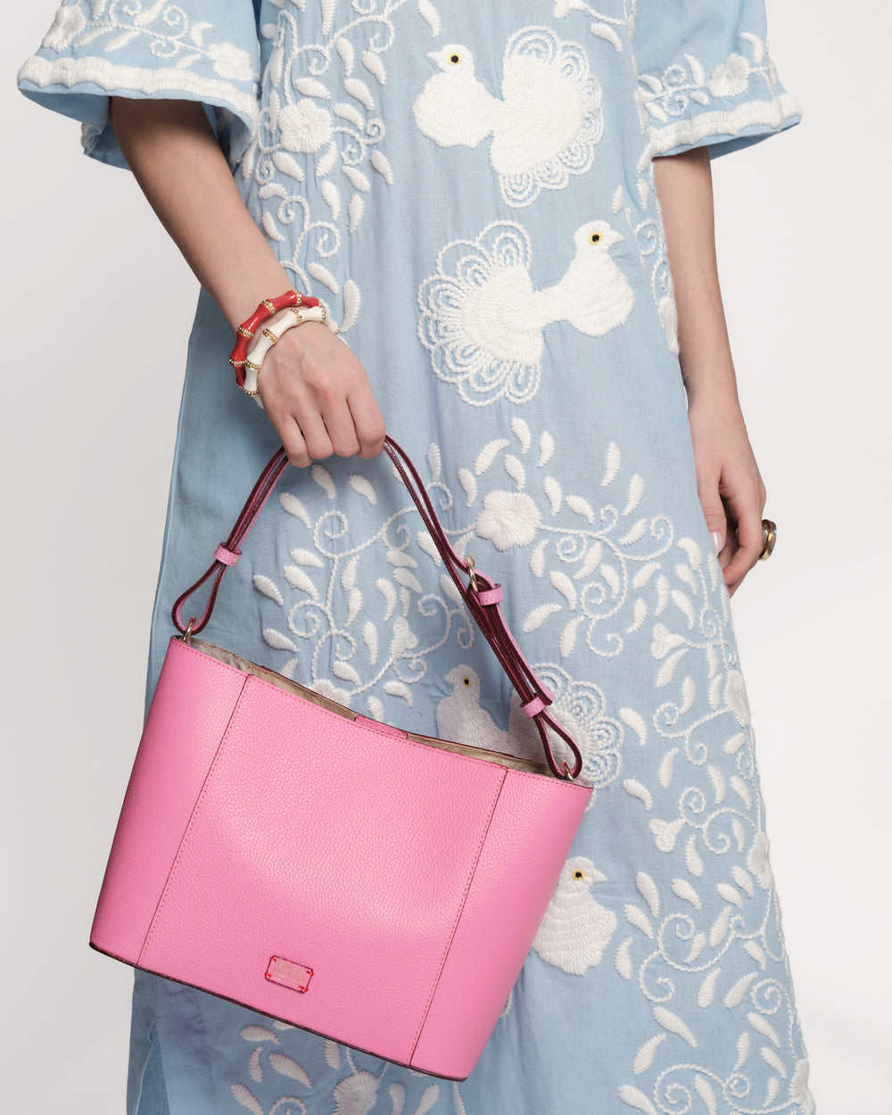 June Hobo - Tumbled Leather Pink Handbag Frances Valentine