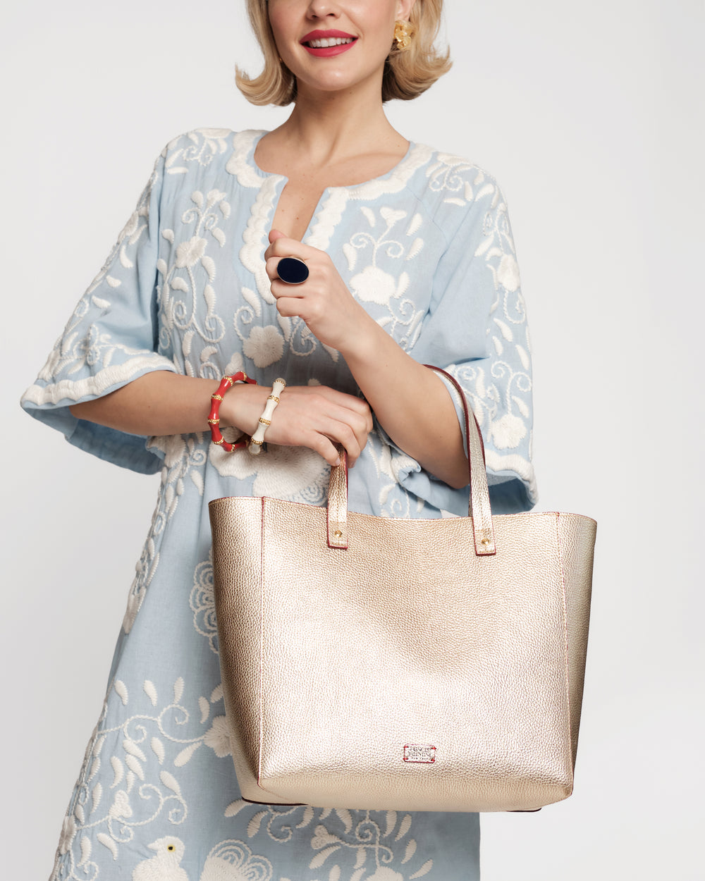 Large Margaret Tote - Tumbled Leather Platino