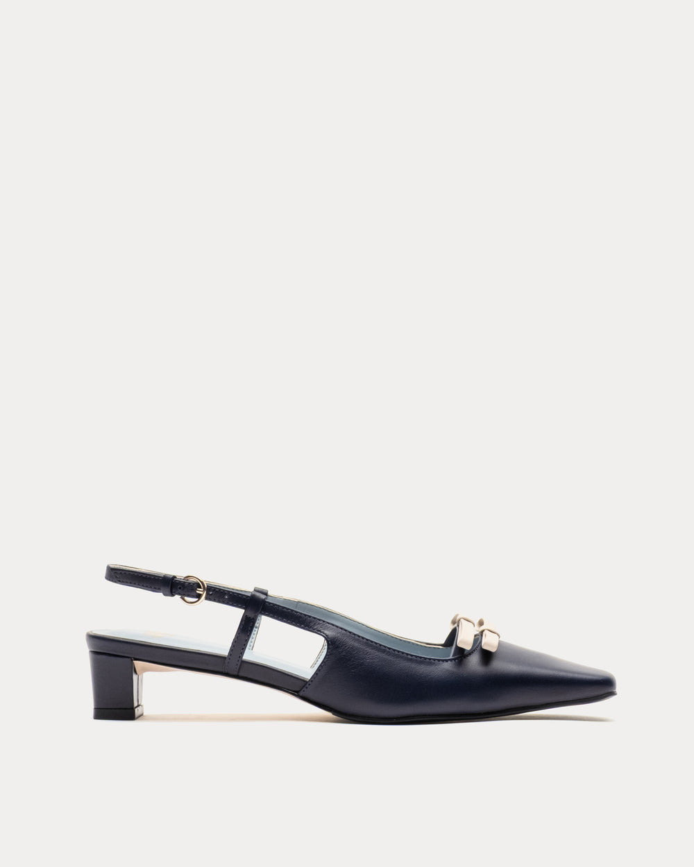 Emma Mini Block Heel - Navy Flats Frances Valentine