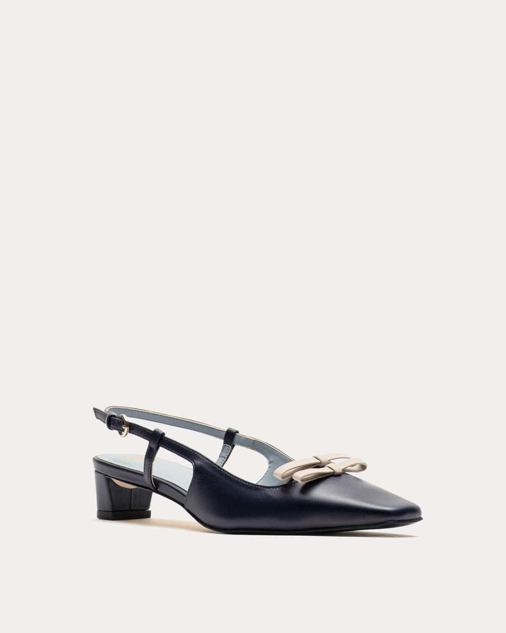 Emma Mini Block Heel - Navy Flats Frances Valentine