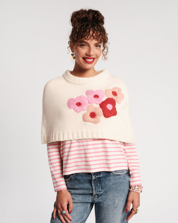 Emma Embroidered Shrug - Oyster Sweater Frances Valentine