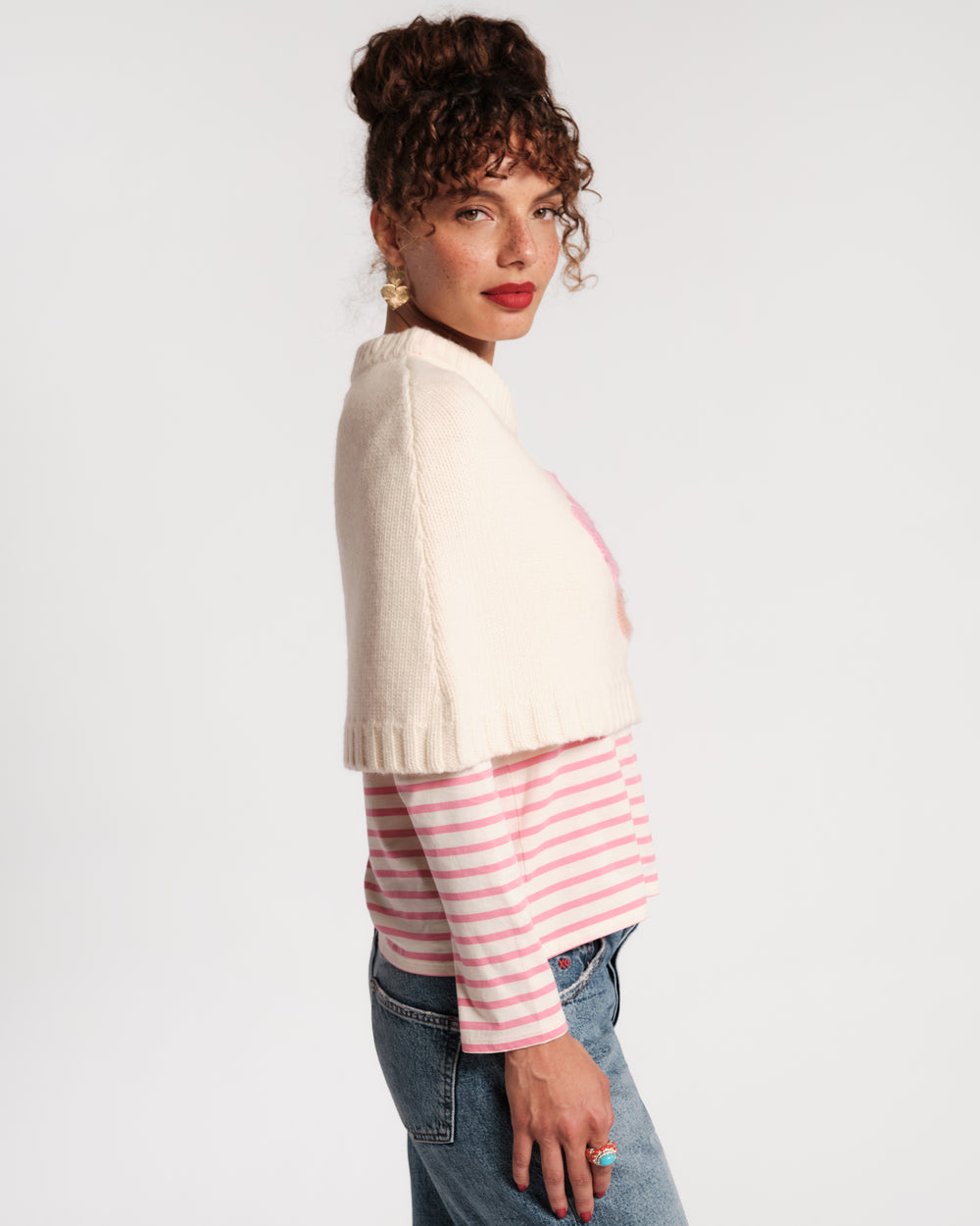 Emma Embroidered Shrug - Oyster Sweater Frances Valentine