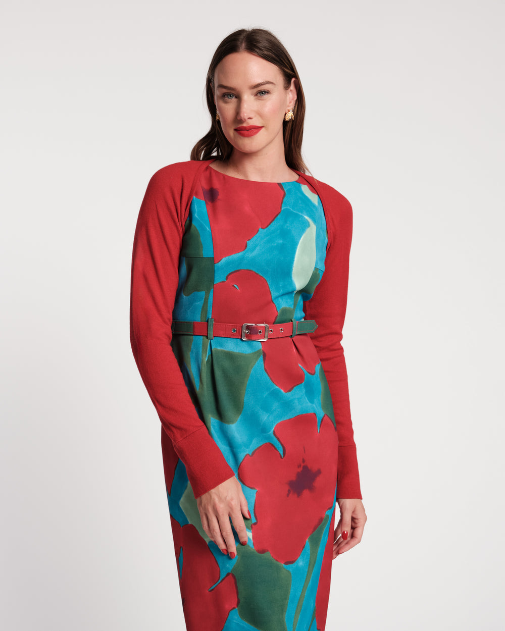 Emmie Long Sleeve Shrug - Red M Emmie Long Sleeve Shrug - Red M