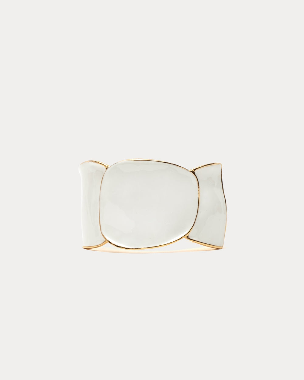 Enamel Open Cuff Bangle White/Gold OS Frances Valentine