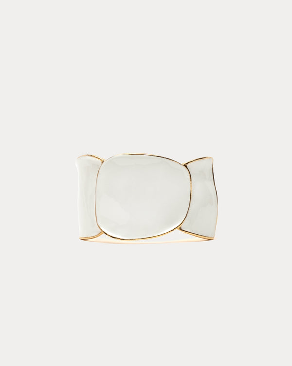 Enamel Open Cuff Bangle White/Gold OS Frances Valentine