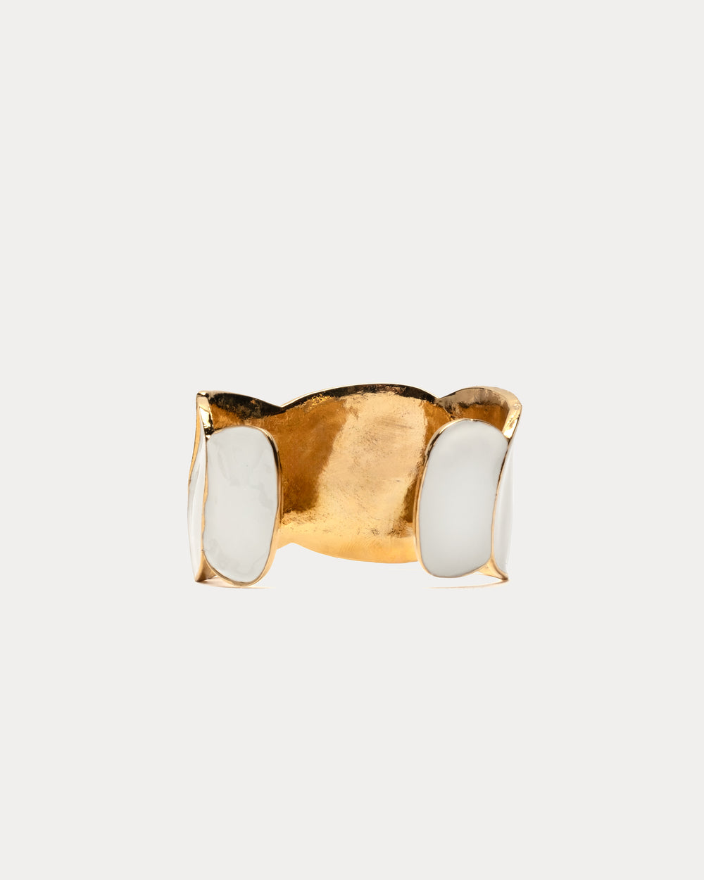 Enamel Open Cuff Bangle White/Gold OS Frances Valentine