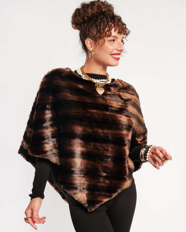 The Envoy Faux Fur Poncho - Brown Coats & Jackets Frances Valentine
