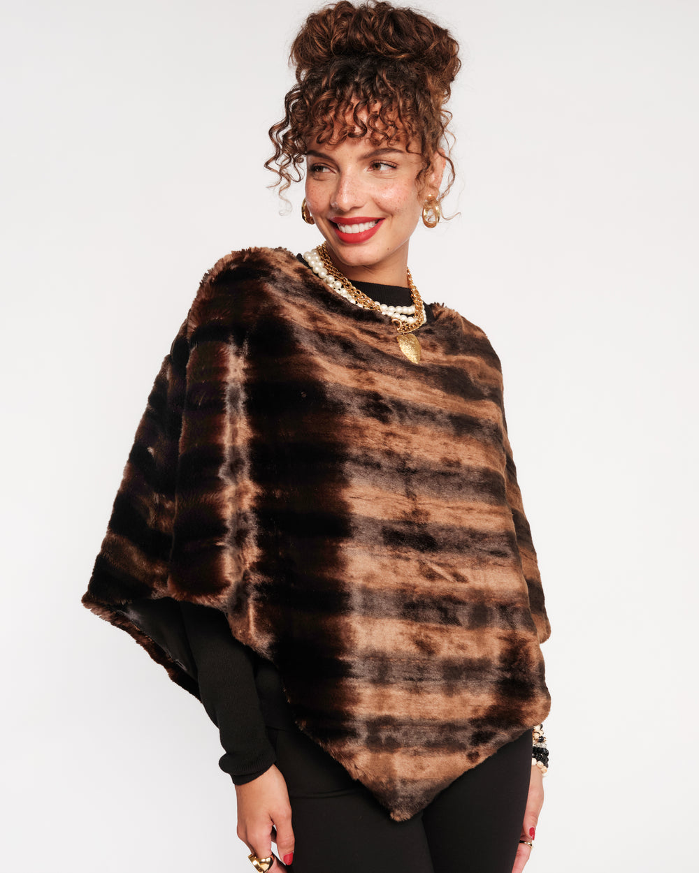 The Envoy Faux Fur Poncho - Brown Coats & Jackets Frances Valentine