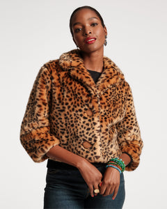 Erika Jacket Faux Fur Leopard - Frances Valentine